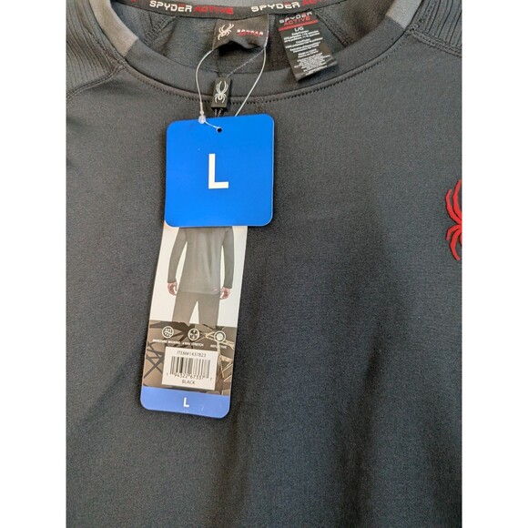 Spyder Active Web Black Mens Long Sleeve Shirt Large Workout Athletic Reflective - Picture 7 of 12